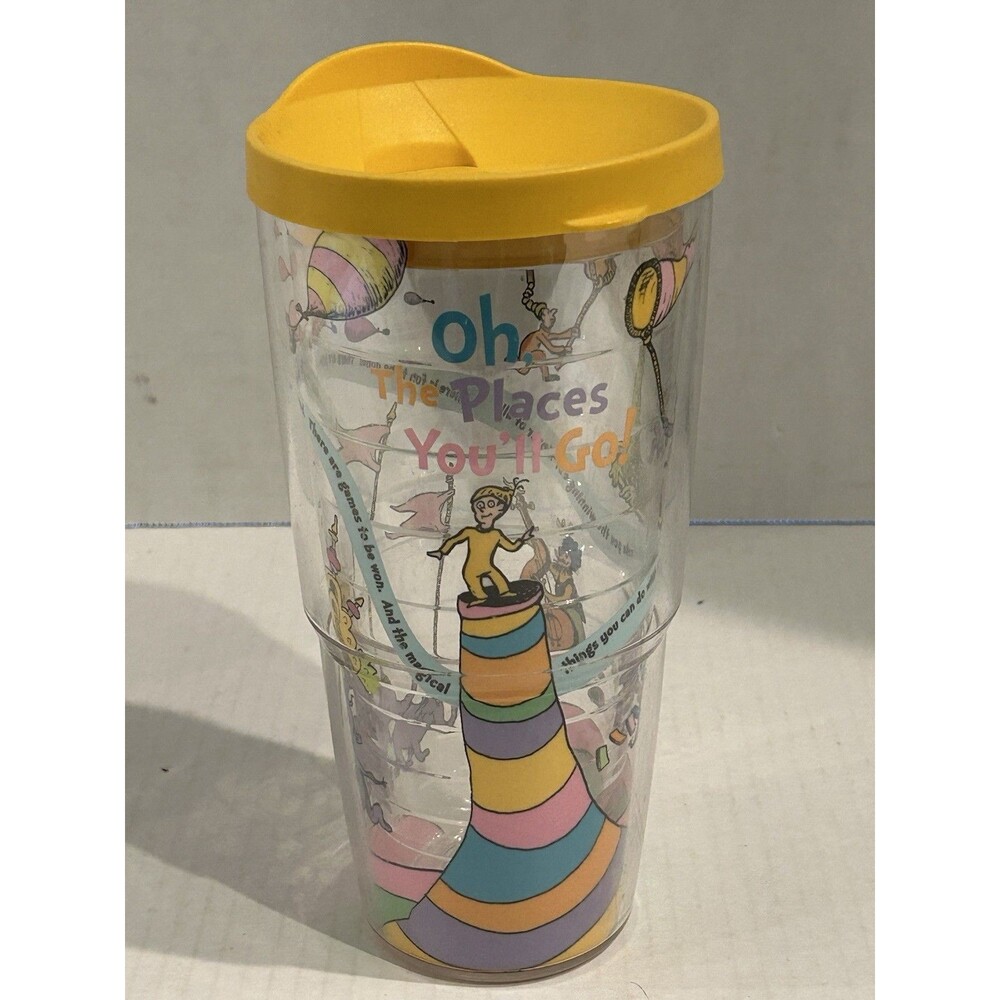 Tervis Tumbler *Dr Seuss , Oh. The Places You’ll Go! * 24 Oz Tumbler Yellow Lid